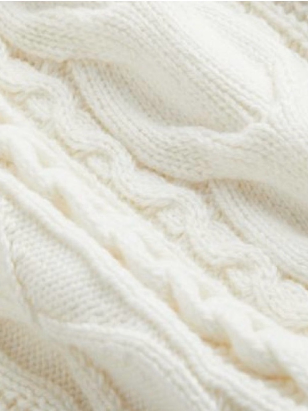 H&M Cream Cable Knit Oversized Sweater Chunky Braided Fisherman Pullover XXL - Picture 2 of 10